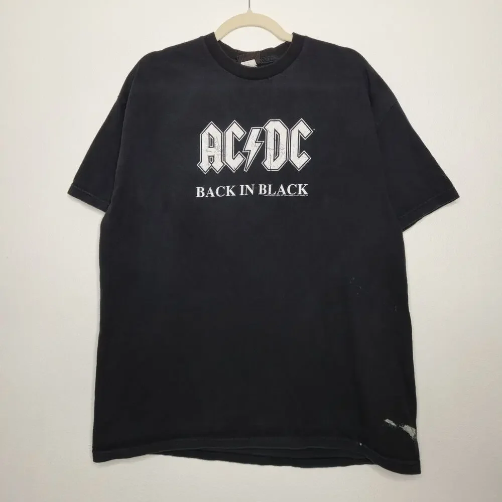 Vintage y2k '05 ACDC Back in Black Music Concert Tour Shirt XL Acres Eights